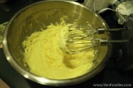 Beat sugar, butter, eggs and vanilla extract together